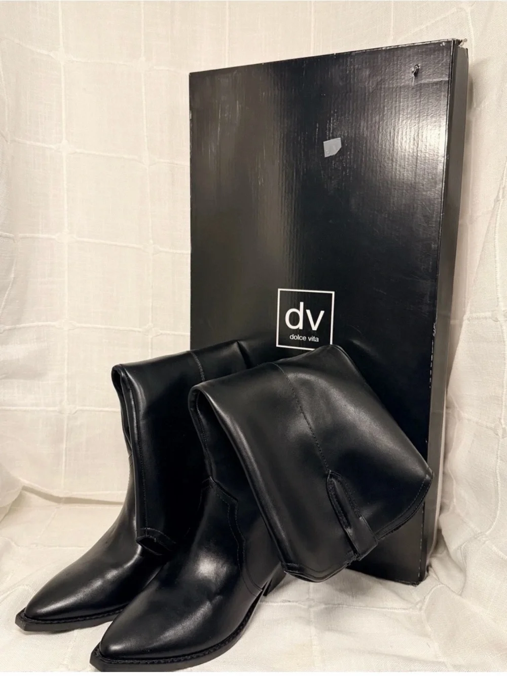 DV Dolce Vita Kit Black Knee High Western Boots 8M New